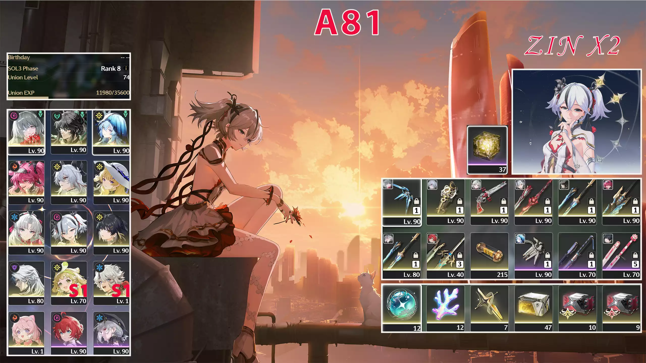 Camellya C2R1 + Zani C0R1 + Phrolova C0 + Qiuyuan C0 + Shore C0 + Lupa C0 + Phoebe C0 + Carlotta C0R1